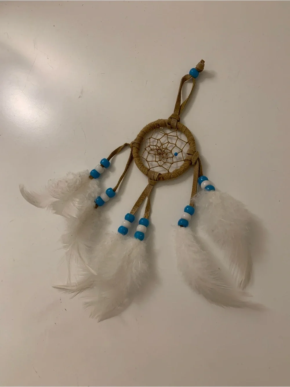 NEW White Feather Dreamcatcher with Turquoise Beads